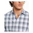 thumbnail image 3 of TASSO ELBA Mens Blue Plaid Collared Classic Fit Cotton Dress Shirt S, 3 of 4