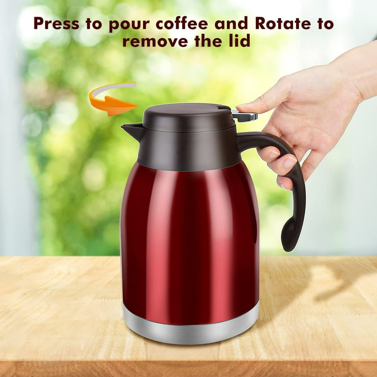 SSAWcasa 68oz Insulated Coffee Carafe Dispenser Stainless Steel Thermos Flask Hot Drinks Red Walmart