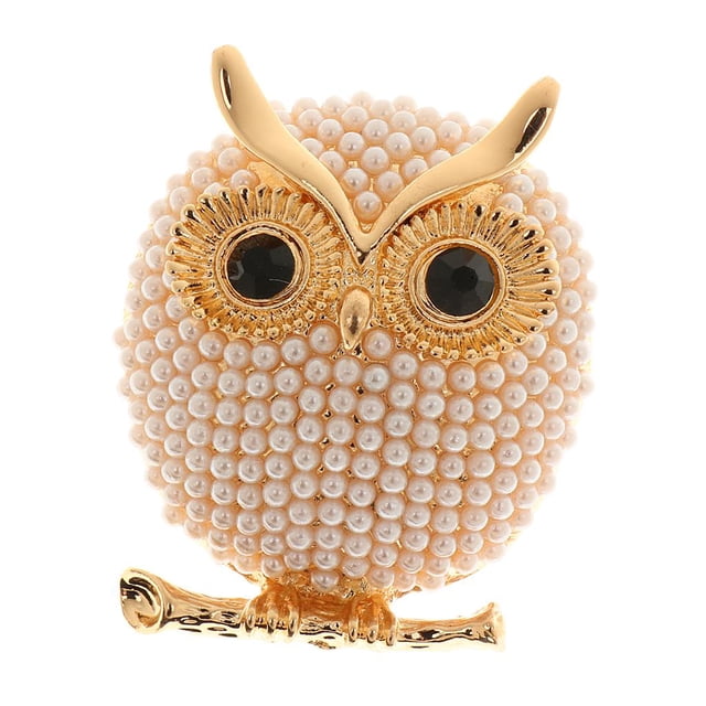 Broche de imitación de cristal de pájaro Salvador Búho dorado
