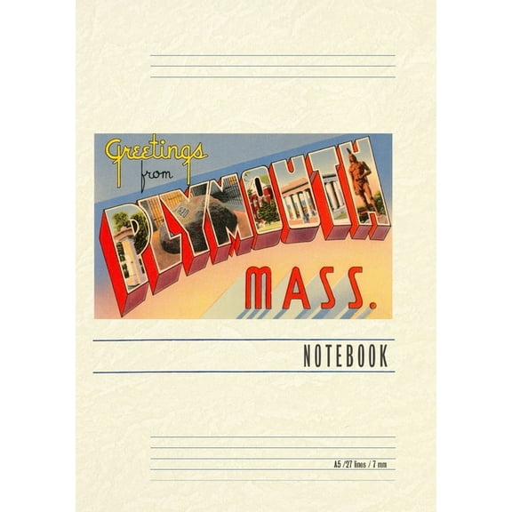 Vintage Lined Notebook Greetings from Plymouth, Mass., (Paperback)