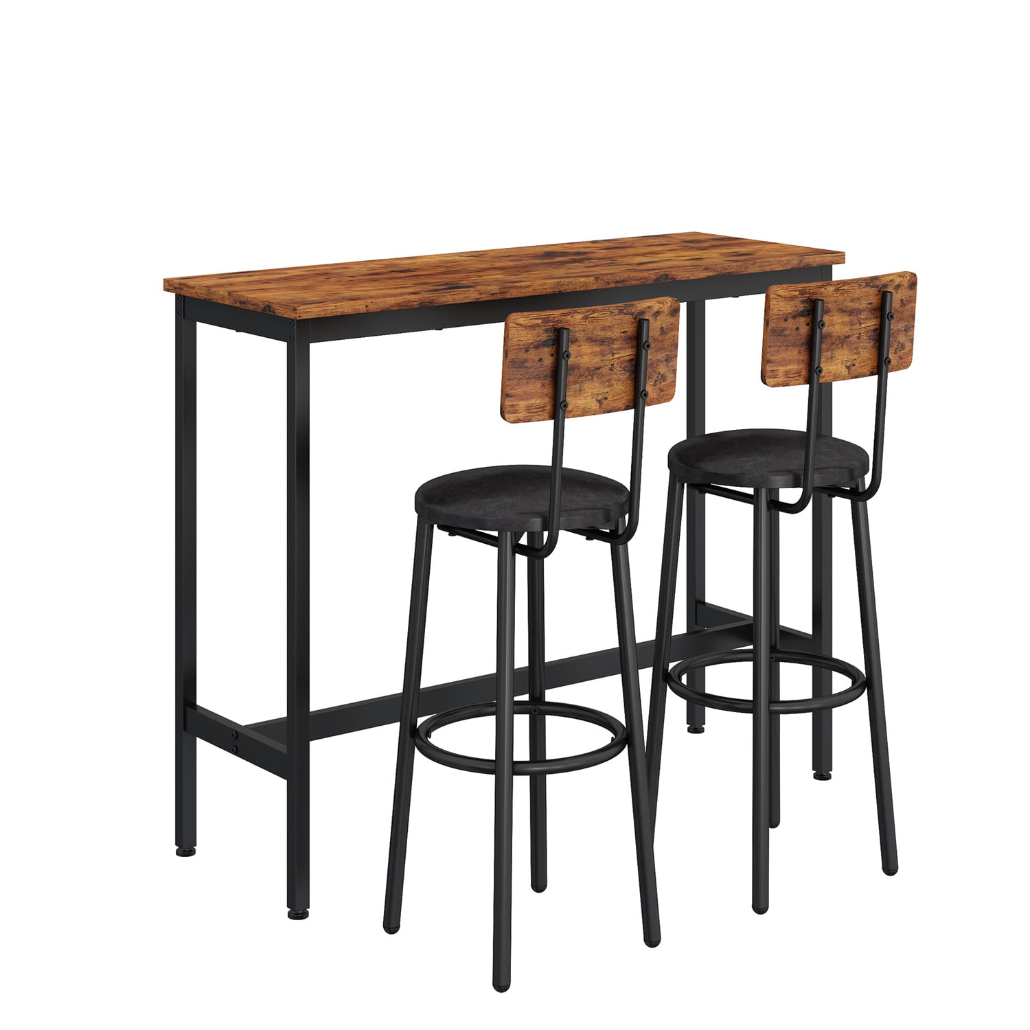 Kadyn 3 Piece Pub Dining Set, Modern Bar Table and Stools for Living Room Small Space Restaurant, Rustic Brown Kadyn 3 Piece Pub Dining Set, Modern Bar Table and Stools for Living Room Small Space Restaurant, Rustic Brown
