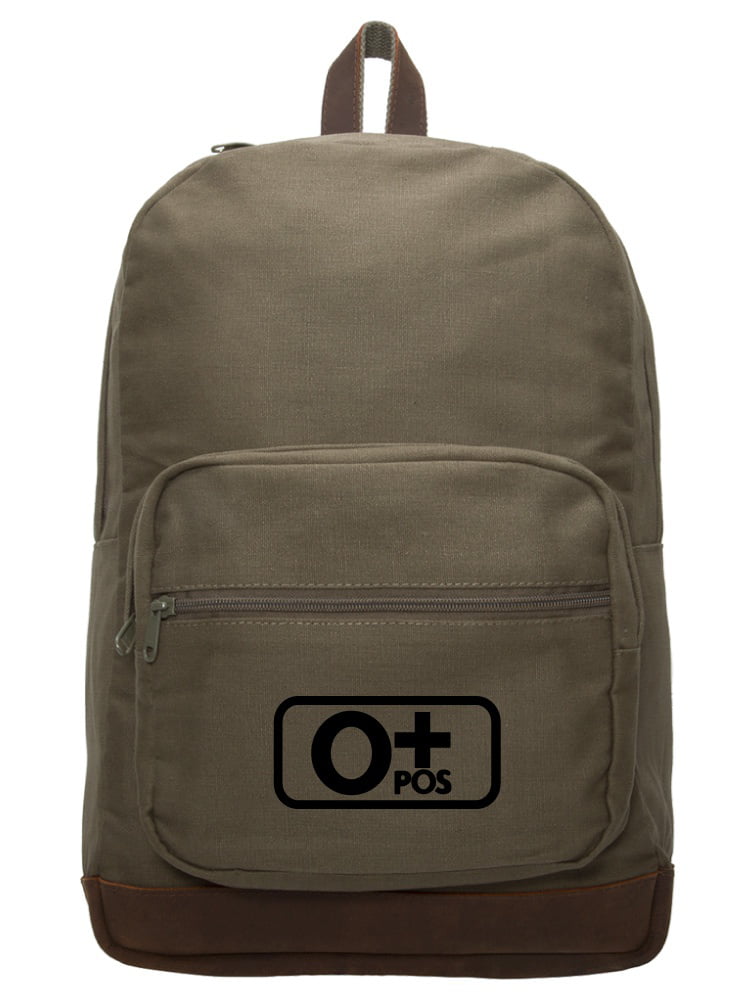 Olive & Black Blood Type O Pos Heavyweight Canvas Messenger Shoulder Bag
