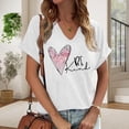thumbnail image 2 of Heart Print T Shirts for Women Casual Sleeveless Pocket Dress Bohemian Beach Tunic Short Sleeve V Neck White S, 2 of 4