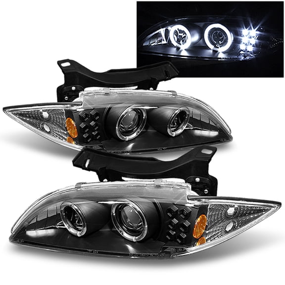 AKKON - For Chevy Cavalier Black Bezel Dual CCFL LED Ring Design Projector Headlights Front Lamps Left   Right
