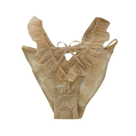 Jdkau Lace Panties for Women Ladies Underwear Panties Sexy Cheeky Panty Seamless Women s UnderwearKhaki One Size