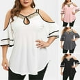 thumbnail image 1 of Dream Lifestyle Women T-shirts Short Sleeve Loose Fit Plus Size Off Shoulder Casual Top Streetwear, 1 of 8