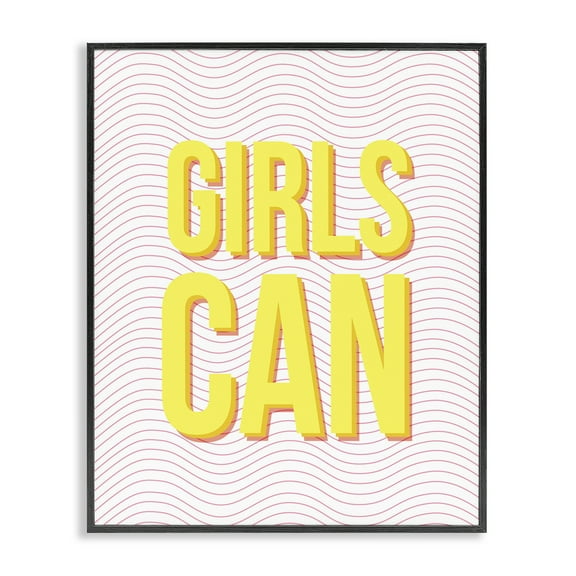Stupell Industries Inspiring Girls Can Typography Painting Black Framed Art Print Wall Art, 11 x 14