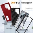 thumbnail image 3 of Phone Case Compatible with Samsung Galaxy S24 Ultra, Luxury Military-Grade Drop Protection Support Wireless Charging Ultra Slim Hybrid Back Case Cover with Kickstand for S24 Ultra, Red+Black, 3 of 9
