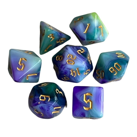 7x Accessoires Polyédriques Peints D8 D10 D12 D20 Jeux de Famille Multi-Faces pour Jeux de Rôle RPG