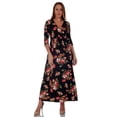 thumbnail image 1 of SR Women's Casual Wrap Floor Length Maxi Dress, 1X, Floral Black, 1 of 1
