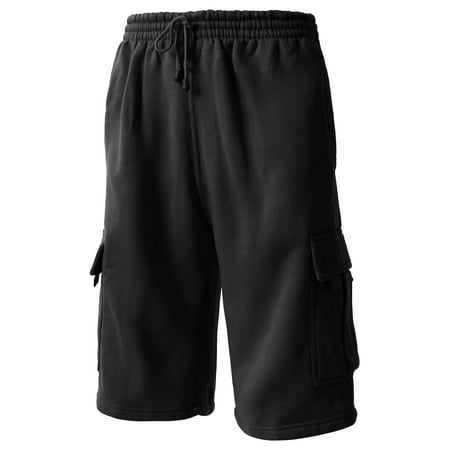  Men s Basic Casual Comfort Fleece Cargo Sweat Shorts with 