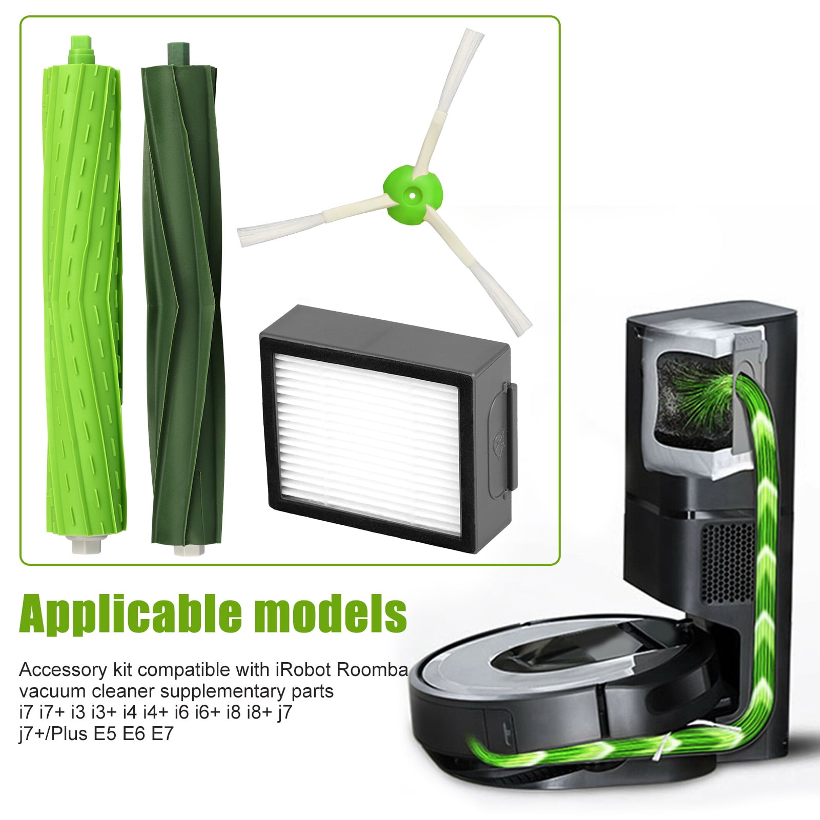 TSV HEPA Filter Brush Roller Replenishment Accessories Compatible for  iRobot Roomba E, i Series Vacuum 