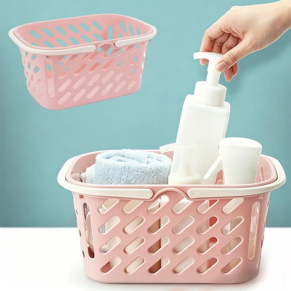 Plastic Bath Basket Bathroom Storage Basket Openwork Fruit And Vegetable Basket For Home Use Concise Handle Bath Basket
