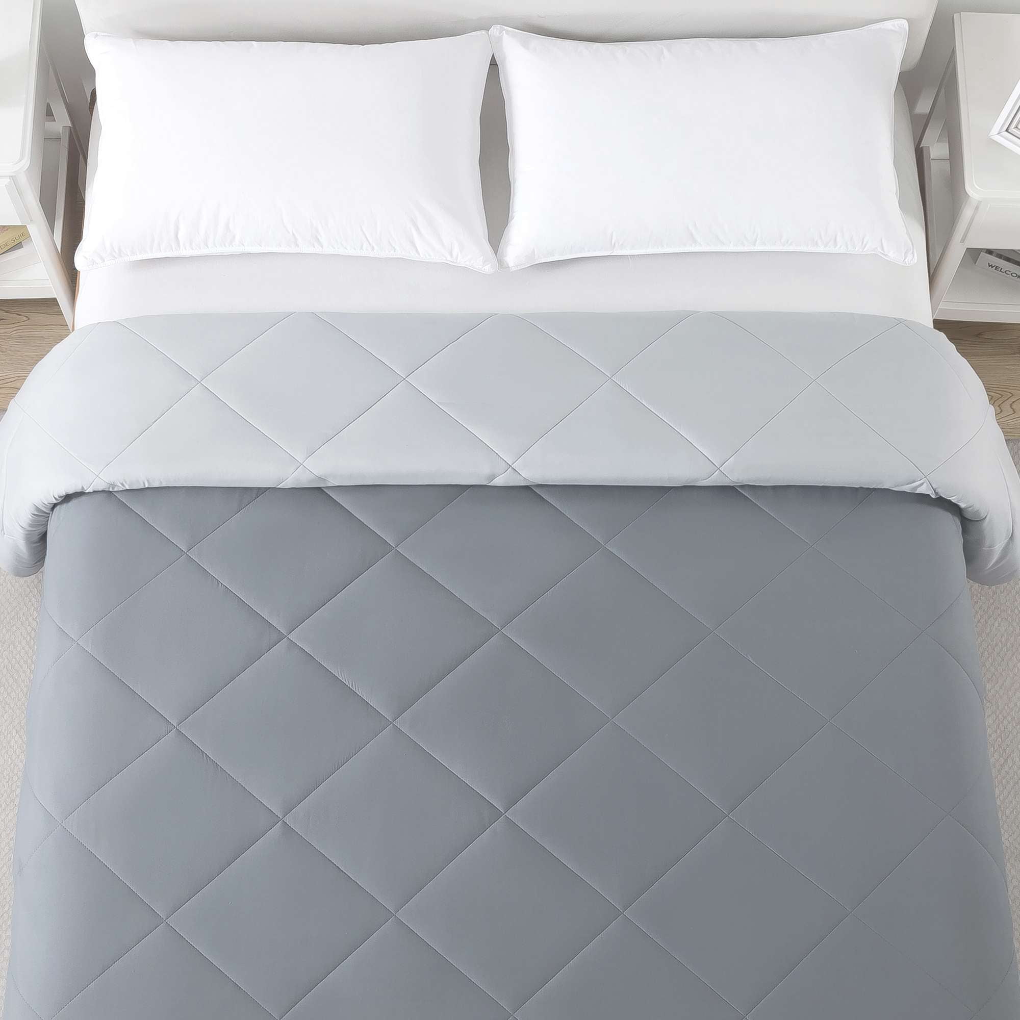 Mainstays Reversible Microfiber Comforter, Grey, Full/Queen