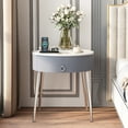 thumbnail image 2 of ASYA Gray End Table with Drawer, 19.68’’ Round Accent Table with Natural Stone Top, Chrome Side Table Nightstand for Home Living Room Bedroom, 2 of 11