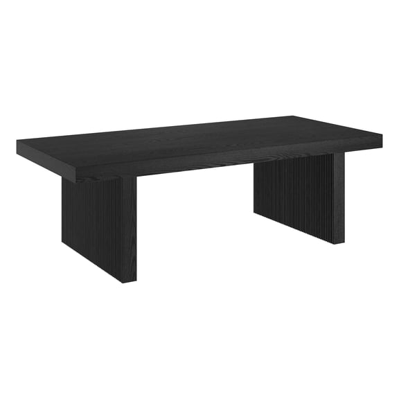 Soren 48" Wide Rectangular Fluted Coffee Table in Black Grain