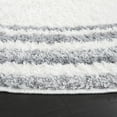 thumbnail image 3 of SAFAVIEH Border & Stripe Hyram Bordered Shag Area Rug, Ivory/Grey, 6'7" x 6'7" Round, 3 of 7