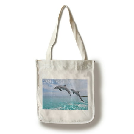 - San Diego, California - Jumping Dolphins - Lantern Press Photography (100% Cotton Tote Bag - Reusable)