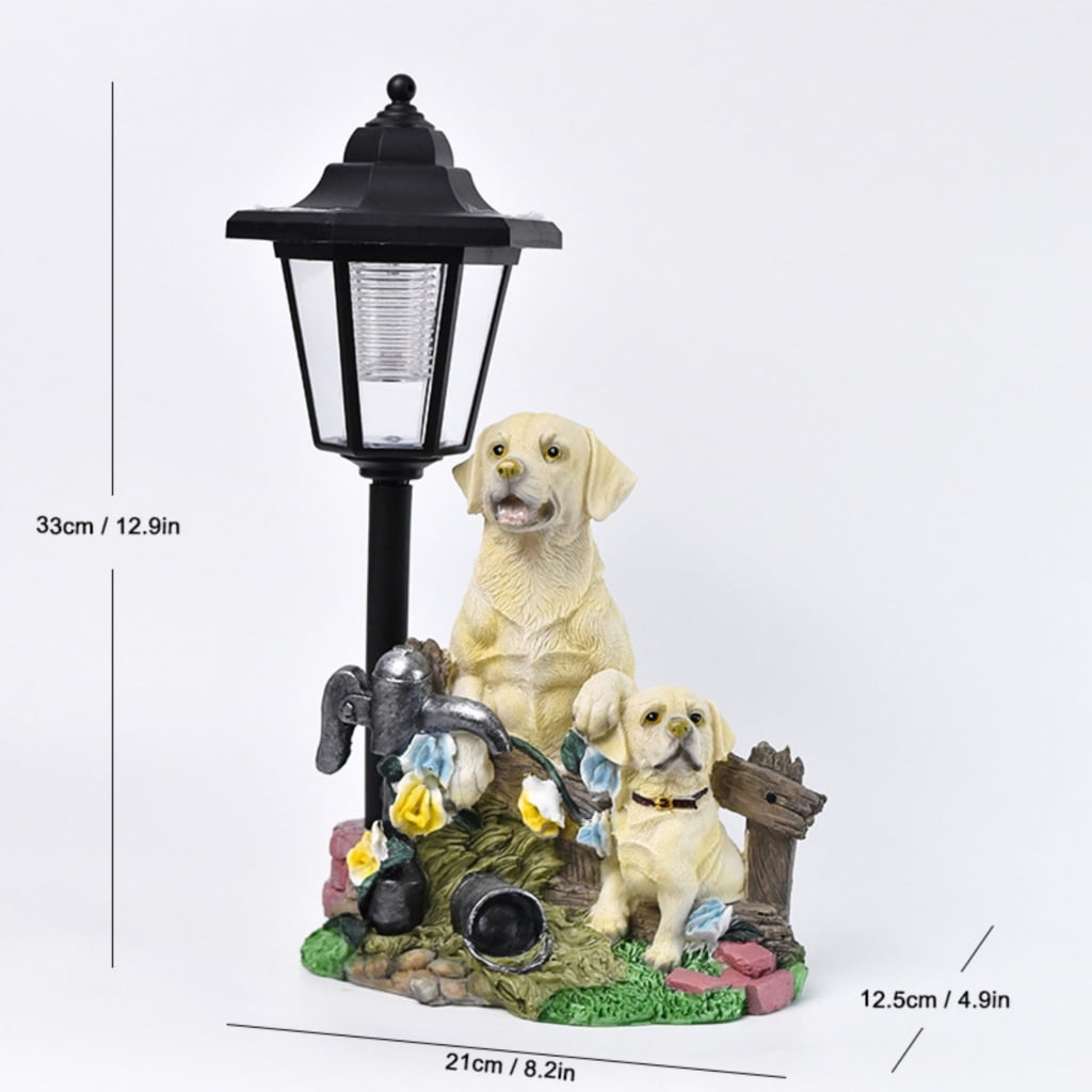 Weatherproof Dog Figure Solar Lanterns for Front Yard Home Garden Art Sculpture