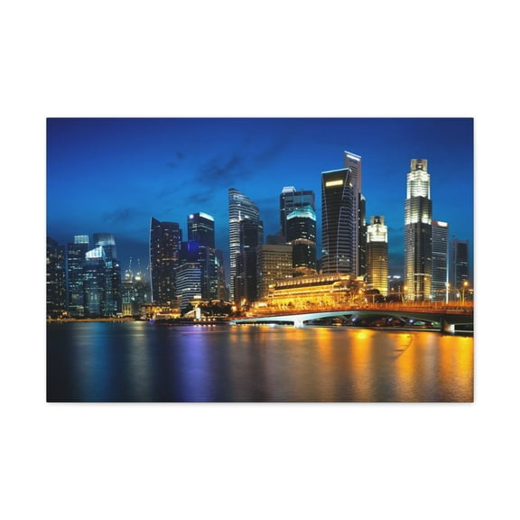Singapore Night Skyline Canvas Artwork Breathtaking Stunning Cityscape for Home Decor Ready to Hang