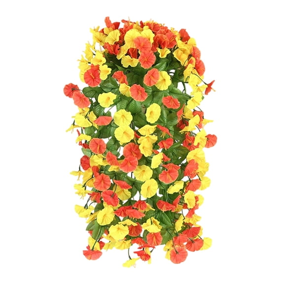 Artificial Flower Wall Hanging 12 Branches Morning Glory Simulation Vine Decoration for Living Room Ceiling Patio Indoor Outdoor Decor