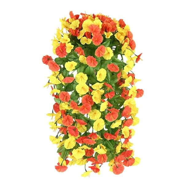 Cestas Colgantes con Flores Artificiales para Plantas Al Aire Libre, Vides de Rosa Simuladas 85 cm Decoración Montada en la Pared, Techo Y Bloqueo de Conductos Cestas Colgantes de Plástico para Planta