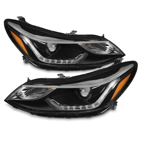 AKKON - Fits 2016 2017 2018 Chevy Cruze Sedan [LED DRL Running] Projector Black Headlights Pair Driver Passenger Replacement