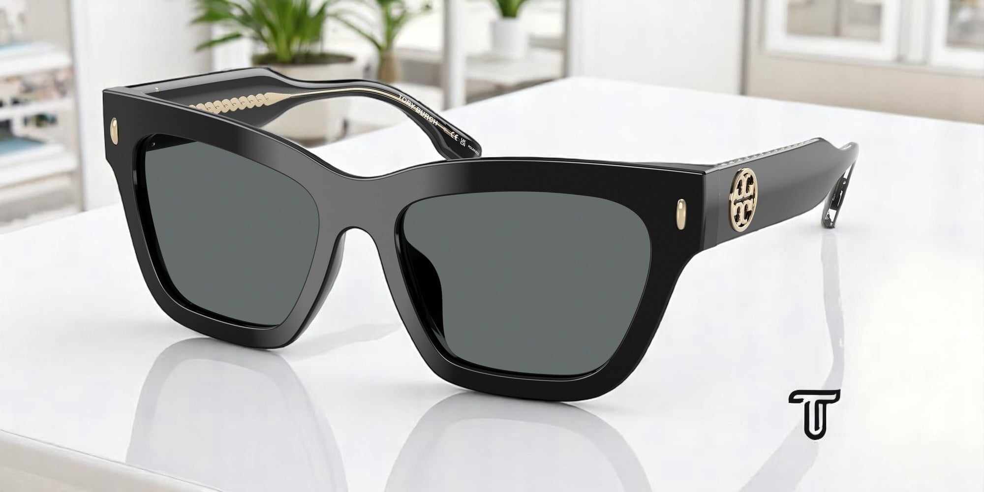 Tory Burch TY 7208U Plastic Womens Cat-Eye Polarized Sunglasses Black 54mm Adult