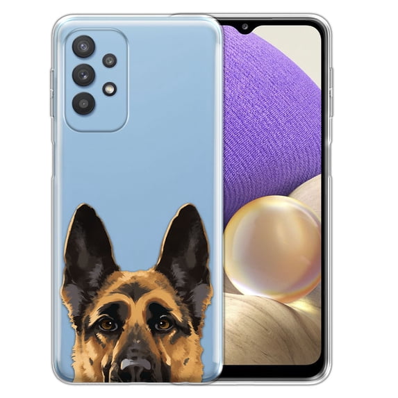 WIRESTER Transparent Soft Gel TPU Clear Case Slim Protective Cover for Samsung Galaxy A33 5G 6.4" 2022, Animal Black Tan German Shepherd Dog