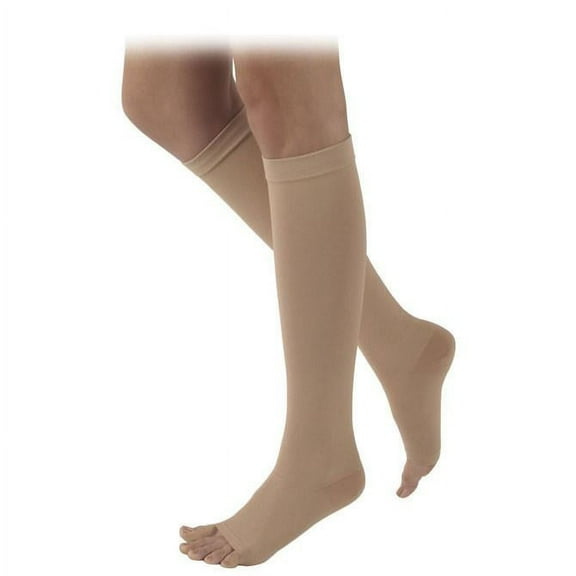 Sigvaris Specialty 504 Rubber Series 40-50 mmHg Open Toe Knee High Compression Stockings Beige S1 Short