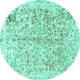 thumbnail image 1 of Ahgly Company Machine Washable Indoor Round Abstract Turquoise Blue Modern Area Rugs, 4' Round, 1 of 4