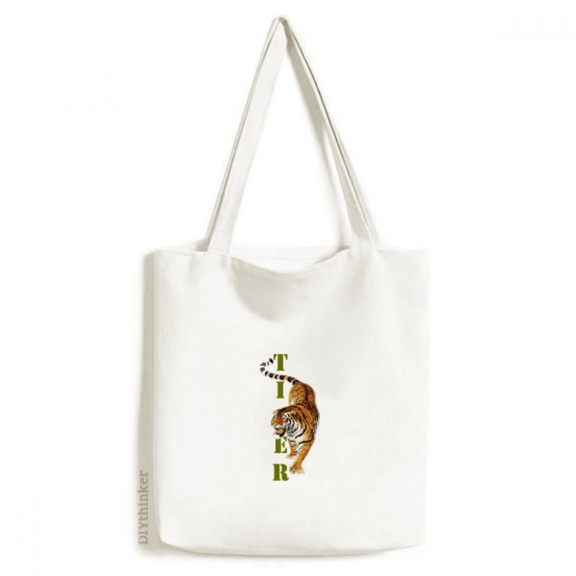 Cat Tiger Descends Mountain Ferocious Tote Canvas Bag Shopping Satchel Casual Handbag