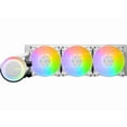 thumbnail image 3 of MSI MAG CoreLiquid E360 White - AIO ARGB CPU Liquid Cooler - Rotating Cap Design - 360mm Radiator - Triple 120mm ARGB PWM Fans - LGA 1851,1700 Ready / AM5 Compatible, 3 of 5
