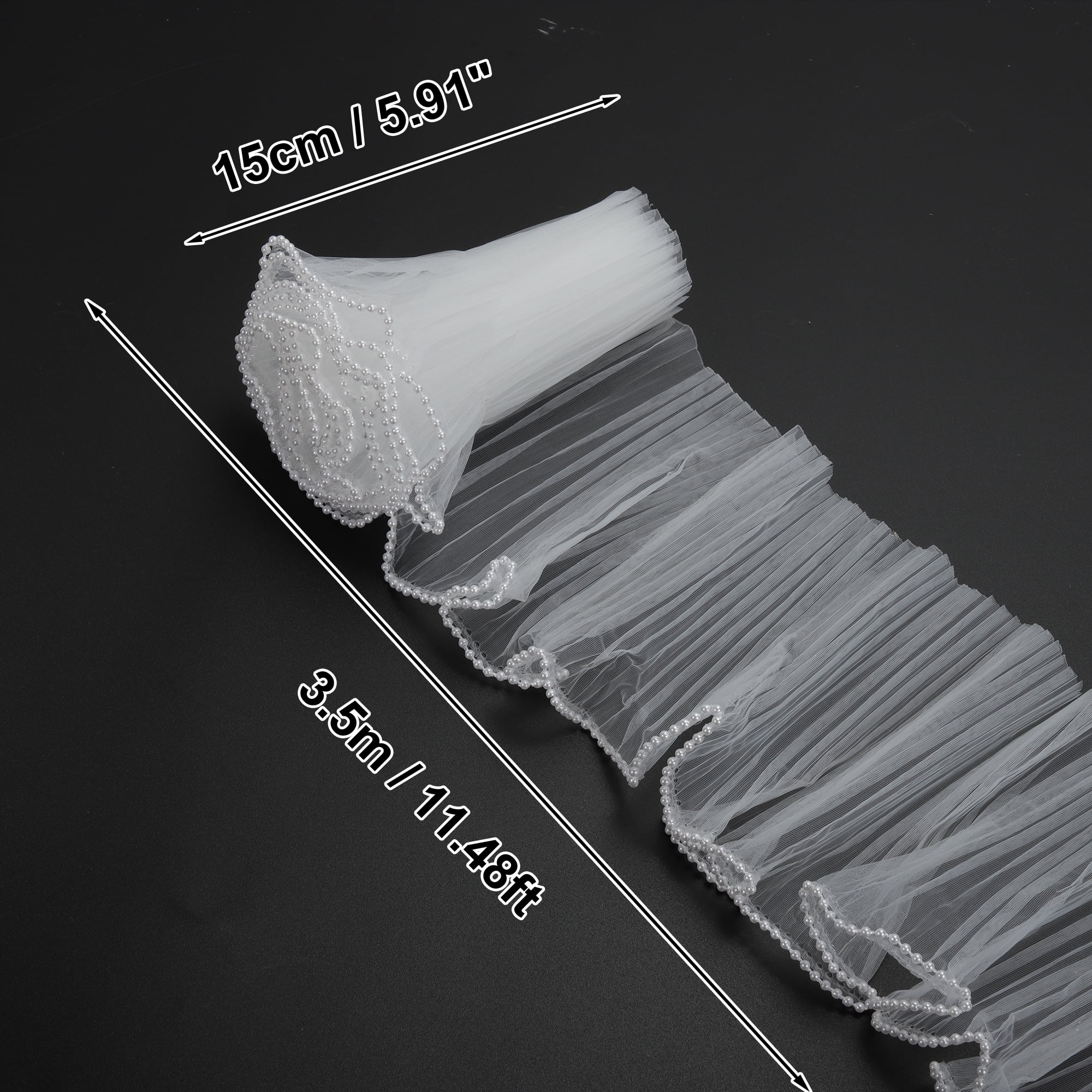 Unique Bargains Faux Pearl Edge Wrinkled Flower Wrap for All Occasions White