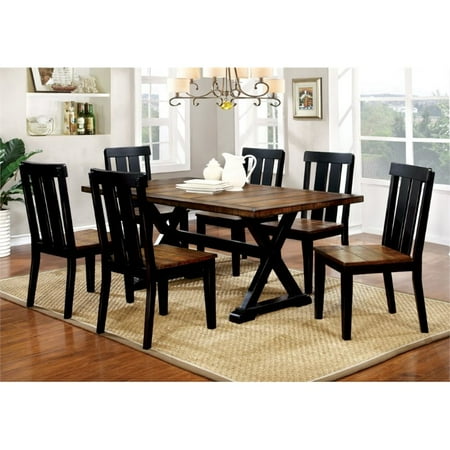 - Furniture of America Venture 7 Piece Dining Set in Antique Oak