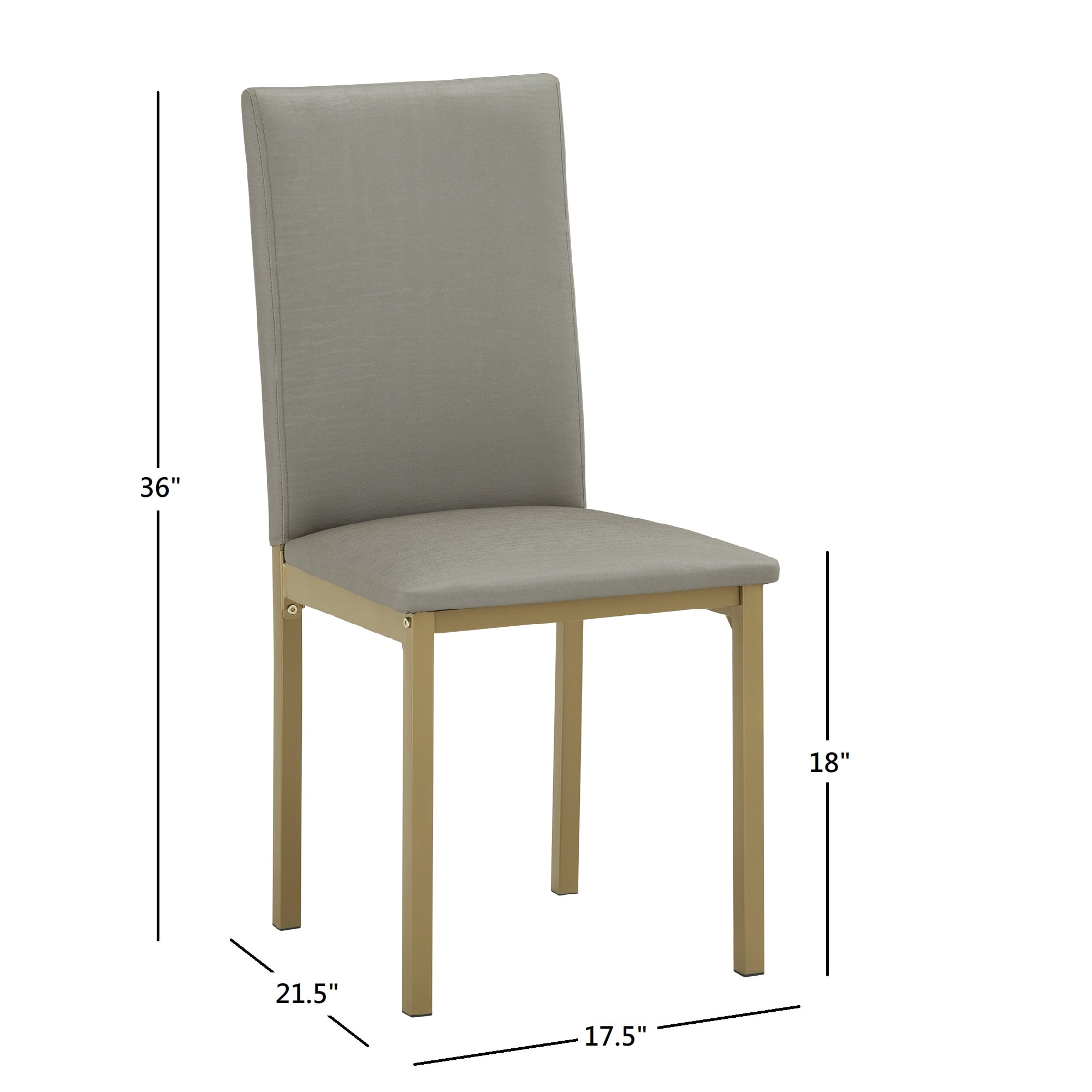 Weston Home Declan Modern Faux Leather Dining Side Chairs, Gray/Gold (Set of 4)