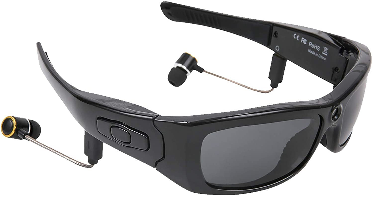 OuShiun Camera Sunglasses HD Video Recording Smart Glasses Polarized UV400 Protection 1080P Outdoor Sport Traveling Black 