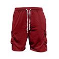 thumbnail image 6 of Mens 2 Piece Outfit Crew Neck Short Sleeve Ligjtweight Drawstring Shorts Summer Solid Color Set With Large Pockets Wine L, 6 of 7