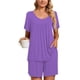 thumbnail image 1 of ICHUANYI Clearance 2PC Women's Round Neck Shorts Sleeve Two-piece Comfortable Home Pajamas Set Sports Set ICHUANYI "ICHUANYI", 1 of 7