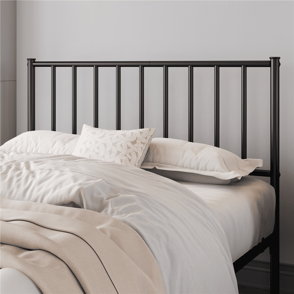 Renwick Full Size Metal Platform Bed with Headboard, Black