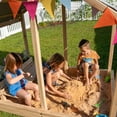 Kids Sandbox Outdoor Playset Funphix Dig n’ Play Sandbox with Canopy, Bench, & Flower Planter