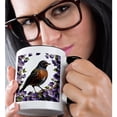 thumbnail image 2 of 3drose, Turdus Migratorius Bird Surrounded by Violet Viola Sororia Flowers, 15oz Two-tone Black Mug, 2 of 6