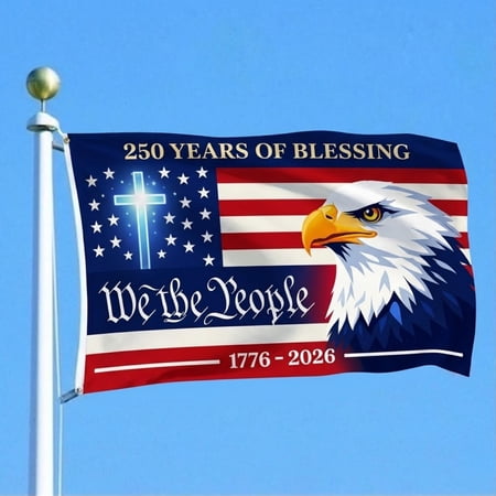 250 Years Freedom USA Flag 1776 2026, American Eagle Patriotic Flag, Betsy Ross Stars Flag, Outdoor July 4 Decor 12x18 POLE NOT INCLUDED Garden Flag