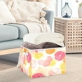 thumbnail image 3 of Yayeee Collapsible Cube Storage Bin with Lid Fabric Closet Decorative Basket with Handles, Pink Floral Orange, 3 of 7
