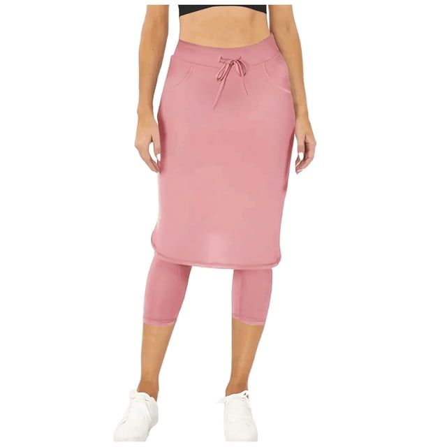 Legging à Jupe pour Femmes Yoga Entraînement avec Jupe Intégrée Tennis Athlétique Confort Extensible Ajusté