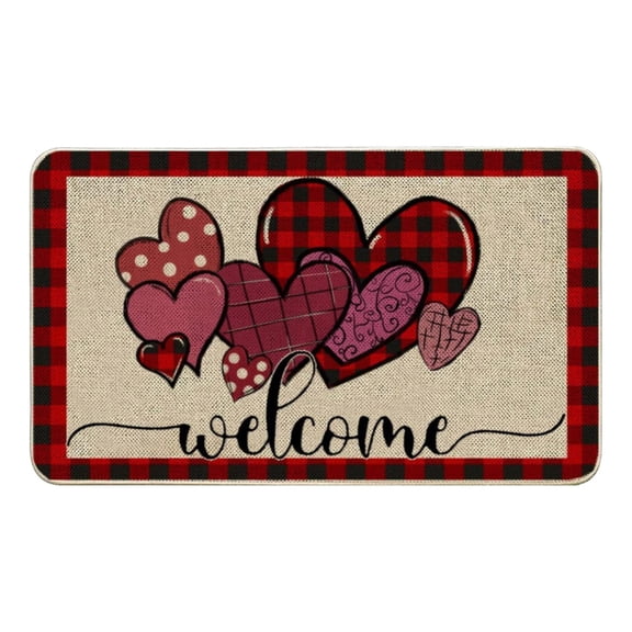 Valentine's Day Non- Heart Doormat - Indoor Outdoor Entrance & Bathroom Mat | Dirt Trapper for Valentine's Day Decor,Watermelon Red