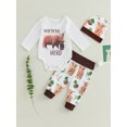 thumbnail image 2 of Wassery 3PCS Newborn Baby Boy Clothes Western Cowboy Letter Printed Bodysuit Romper Pants Hats Coming Infant Home Outfits 0-18M, 2 of 8