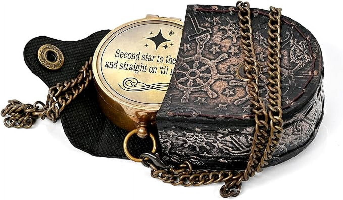 Maritime treasures Instruments Engraved Compass, Customized Brass Compass for Anniversary, Birthday, Graduation Day, Confirmation Gift, Valentine Gift, Parting Gift, Sailor Gift - Peter-Pan