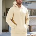 thumbnail image 6 of LIIPEE Men Hoodie Solid Color Long Sleeve Pullover Hooded Sweatshirt With Pockets Male Comfort School Sweatshirts,Beige,L, 6 of 7