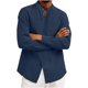 thumbnail image 3 of Ceisia Men's Relaxed Fit Linen Blend Stand Collar Shirt, Solid Color Long Sleeve Casual Button-Up Top Gifts, 3 of 6